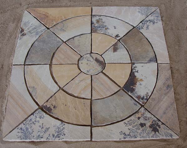 Mint fossil Circle paving with Squarring off kit